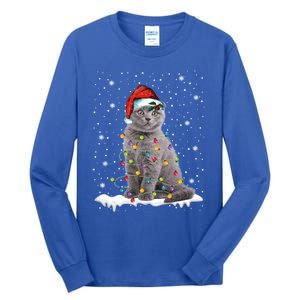 Scottish Fold Cat Funny Christmas Lights Xmas Kitten Gift Tall Long Sleeve T-Shirt