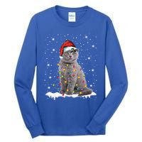 Scottish Fold Cat Funny Christmas Lights Xmas Kitten Gift Tall Long Sleeve T-Shirt