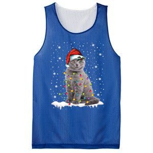 Scottish Fold Cat Funny Christmas Lights Xmas Kitten Gift Mesh Reversible Basketball Jersey Tank