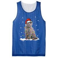 Scottish Fold Cat Funny Christmas Lights Xmas Kitten Gift Mesh Reversible Basketball Jersey Tank