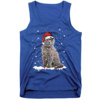 Scottish Fold Cat Funny Christmas Lights Xmas Kitten Gift Tank Top