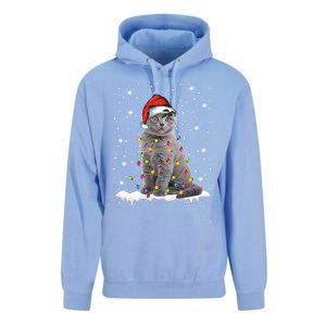 Scottish Fold Cat Funny Christmas Lights Xmas Kitten Gift Unisex Surf Hoodie