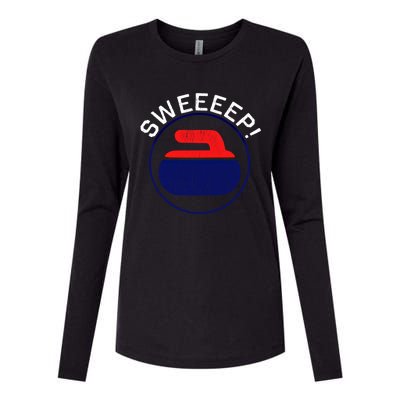 Sweep! Funny Curling Rock Stone Sweep Broom Gift Womens Cotton Relaxed Long Sleeve T-Shirt