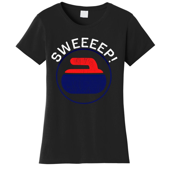 Sweep! Funny Curling Rock Stone Sweep Broom Gift Women's T-Shirt