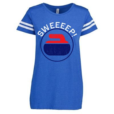 Sweep! Funny Curling Rock Stone Sweep Broom Gift Enza Ladies Jersey Football T-Shirt