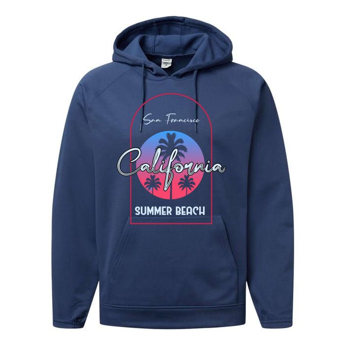 San Francisco California Summer Beach Performance Fleece Hoodie