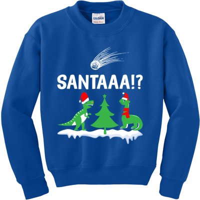 Santaa Funny Christmas Dinosaurs Meteor Xmas Humor Lover Funny Gift Kids Sweatshirt