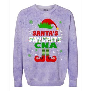 SantaS Favorite Cna Funny Christmas Gifts Colorblast Crewneck Sweatshirt