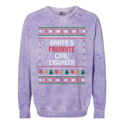 Santas Favorite Civil Engineer Gift Funny Chritsmas Pajama Cute Gift Colorblast Crewneck Sweatshirt