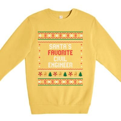 Santas Favorite Civil Engineer Gift Funny Chritsmas Pajama Cute Gift Premium Crewneck Sweatshirt