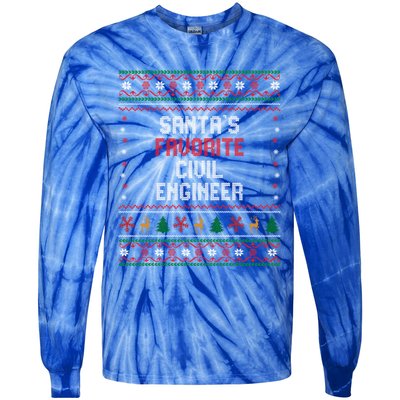 Santas Favorite Civil Engineer Gift Funny Chritsmas Pajama Cute Gift Tie-Dye Long Sleeve Shirt