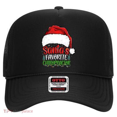 SantaS Favorite Chiropractor Funny Christmas Chiropractor Gift High Crown Mesh Back Trucker Hat