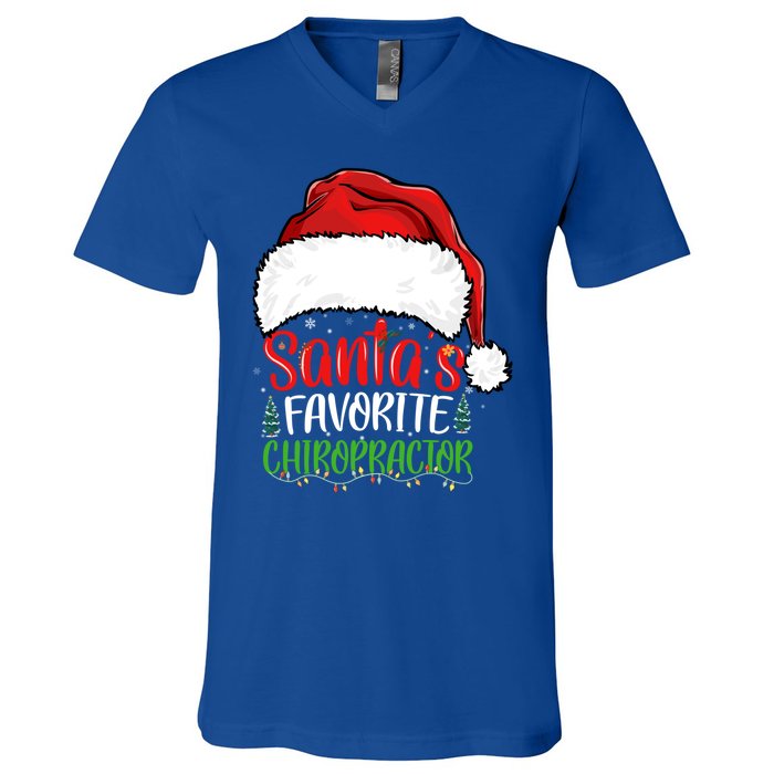 SantaS Favorite Chiropractor Funny Christmas Chiropractor Gift V-Neck T-Shirt