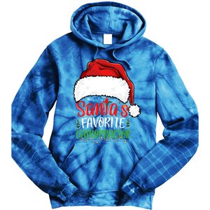 SantaS Favorite Chiropractor Funny Christmas Chiropractor Gift Tie Dye Hoodie