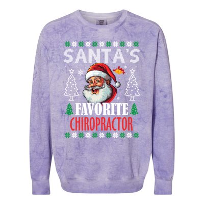 SantaS Favorite Chiropractor Funny Christmas Gift Colorblast Crewneck Sweatshirt