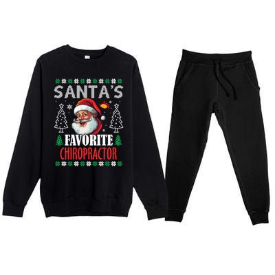 SantaS Favorite Chiropractor Funny Christmas Gift Premium Crewneck Sweatsuit Set