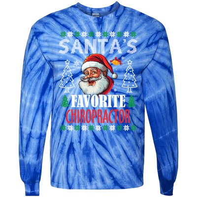 SantaS Favorite Chiropractor Funny Christmas Gift Tie-Dye Long Sleeve Shirt