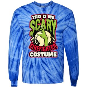 Scary Firefighter Costume Design Halloween Firefighter Funny Gift Tie-Dye Long Sleeve Shirt