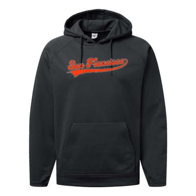 San Francisco California Retro Vintage Throwback Design Premium Performance Fleece Hoodie