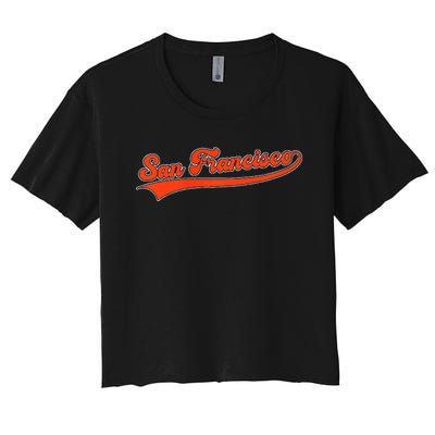 San Francisco California Retro Vintage Throwback Design Premium Women's Crop Top Tee