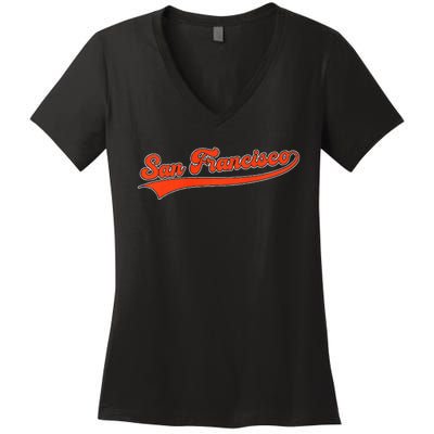 San Francisco California Retro Vintage Throwback Design Premium Women's V-Neck T-Shirt