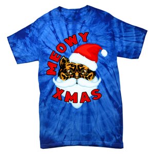 Santa Funny Cat Meowy Xmas Meowy Catmas Gift Tie-Dye T-Shirt