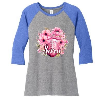 Sara Football Custom Name Gift Women's Tri-Blend 3/4-Sleeve Raglan Shirt