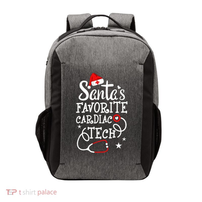 Santa's Favorite Cardiac Tech Christmas Cardiovascular Tech Gift Vector Backpack