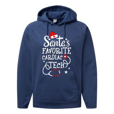 Santa's Favorite Cardiac Tech Christmas Cardiovascular Tech Gift Performance Fleece Hoodie