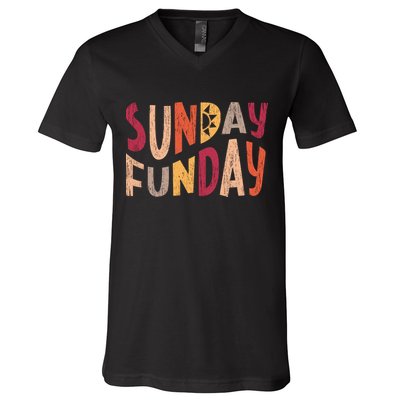 sunday funday football sunday cool typography funny sunday funday V-Neck T-Shirt