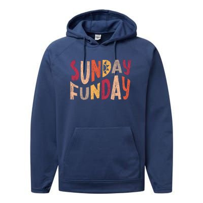 sunday funday football sunday cool typography funny sunday funday Performance Fleece Hoodie