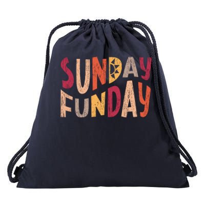 sunday funday football sunday cool typography funny sunday funday Drawstring Bag