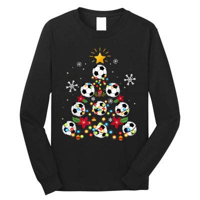 Soccer Football Christmas Tree Holiday Season Long Sleeve Shirt