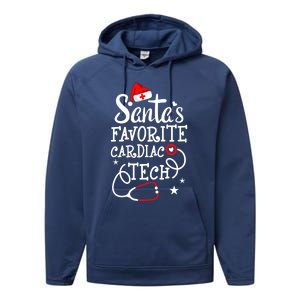 Santa's Favorite Cardiac Tech Christmas Cardiovascular Tech Cool Gift Performance Fleece Hoodie