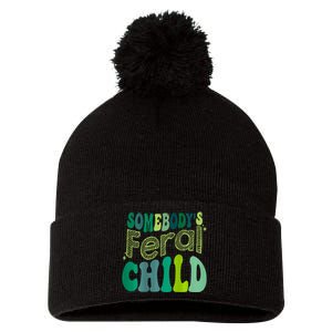 Somebodys Feral Child Pom Pom 12in Knit Beanie