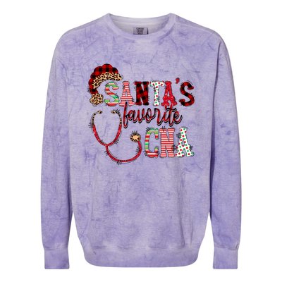 SantaS Favorite Cna Certified Nursing Assistant Nurse Xmas Funny Gift Colorblast Crewneck Sweatshirt