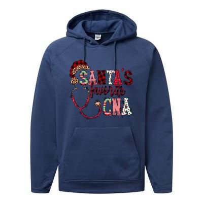 SantaS Favorite Cna Certified Nursing Assistant Nurse Xmas Funny Gift Performance Fleece Hoodie