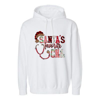 SantaS Favorite Cna Certified Nursing Assistant Nurse Xmas Funny Gift Garment-Dyed Fleece Hoodie