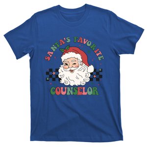 SantaS Favorite Counselor Retro Groovy Santa Face Christmas Gift T-Shirt