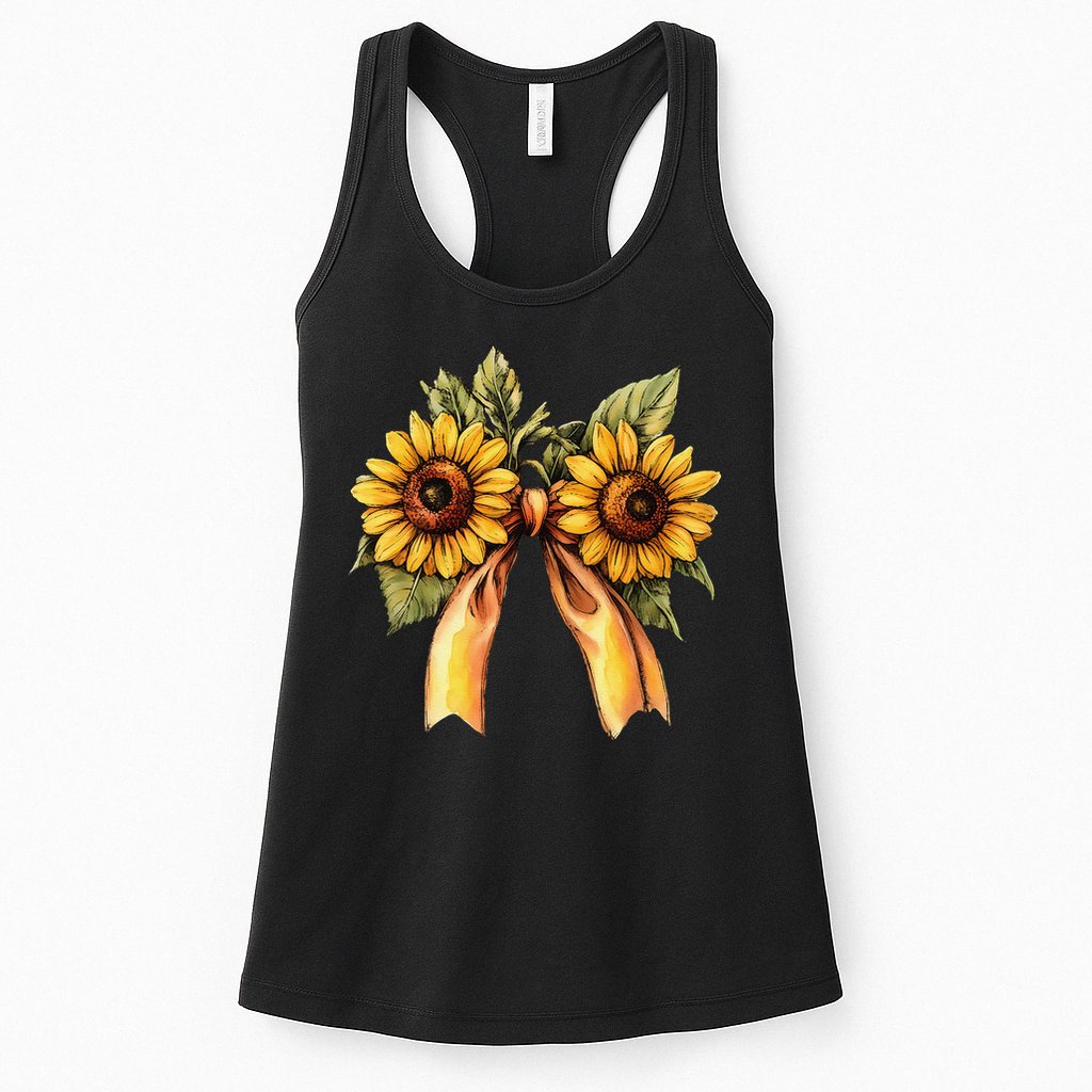 Sunflower Floral Coquette Bow Wildflowers Women Mother Day Womens Tank Top