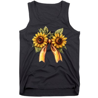 Sunflower Floral Coquette Bow Wildflowers Women Mother Day Tank Top