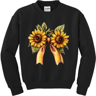 Sunflower Floral Coquette Bow Wildflowers Women Mother Day Kids Sweatshirt