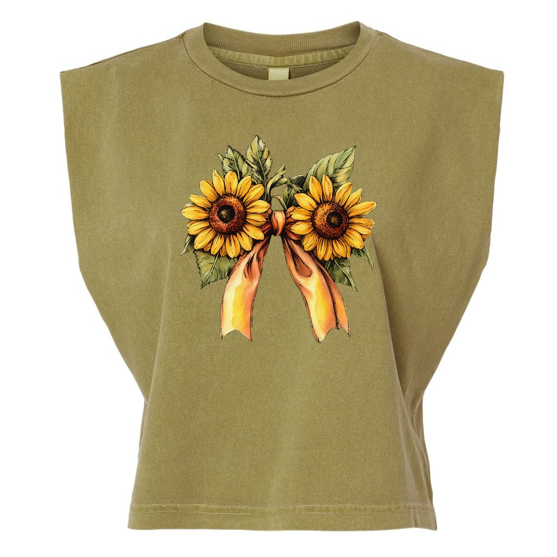 Sunflower Floral Coquette Bow Wildflowers Women Mother Day Garment-Dyed Women's Muscle Tee