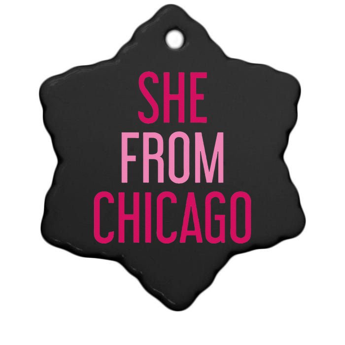 She From Chicago Women Apparel Ceramic Star Ornament