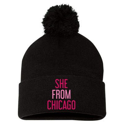 She From Chicago Women Apparel Pom Pom 12in Knit Beanie