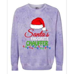 SantaS Favorite Chauffer Santa Hat Lights. Funny Christmas Colorblast Crewneck Sweatshirt