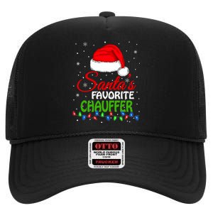 SantaS Favorite Chauffer Santa Hat Lights. Funny Christmas High Crown Mesh Back Trucker Hat