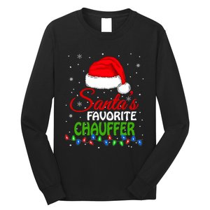 SantaS Favorite Chauffer Santa Hat Lights. Funny Christmas Long Sleeve Shirt