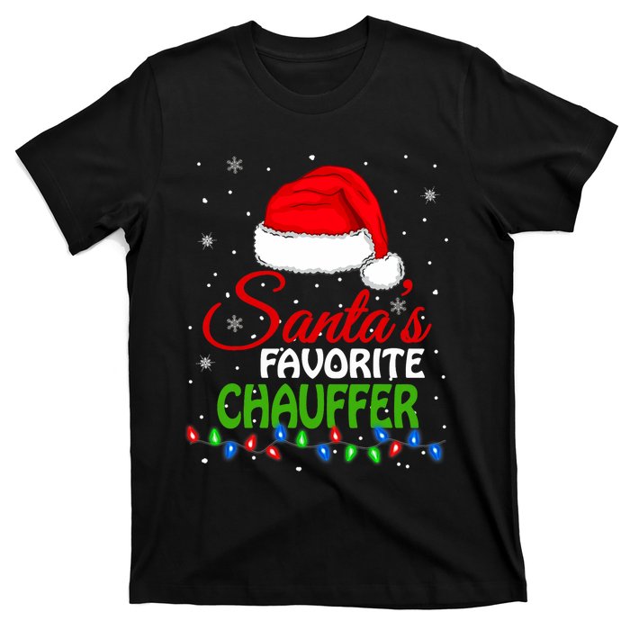 SantaS Favorite Chauffer Santa Hat Lights. Funny Christmas T-Shirt