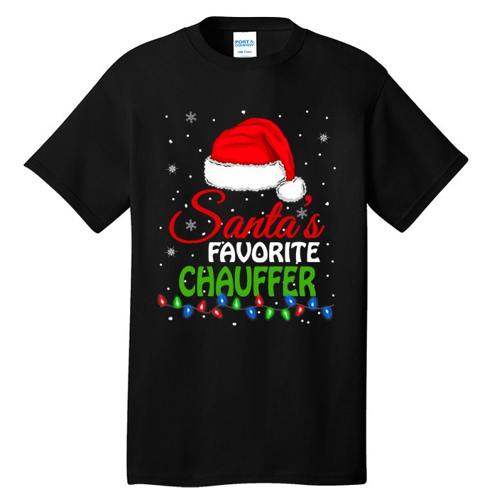 SantaS Favorite Chauffer Santa Hat Lights. Funny Christmas Tall T-Shirt